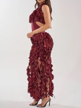 Sculptural Burgundy Dress